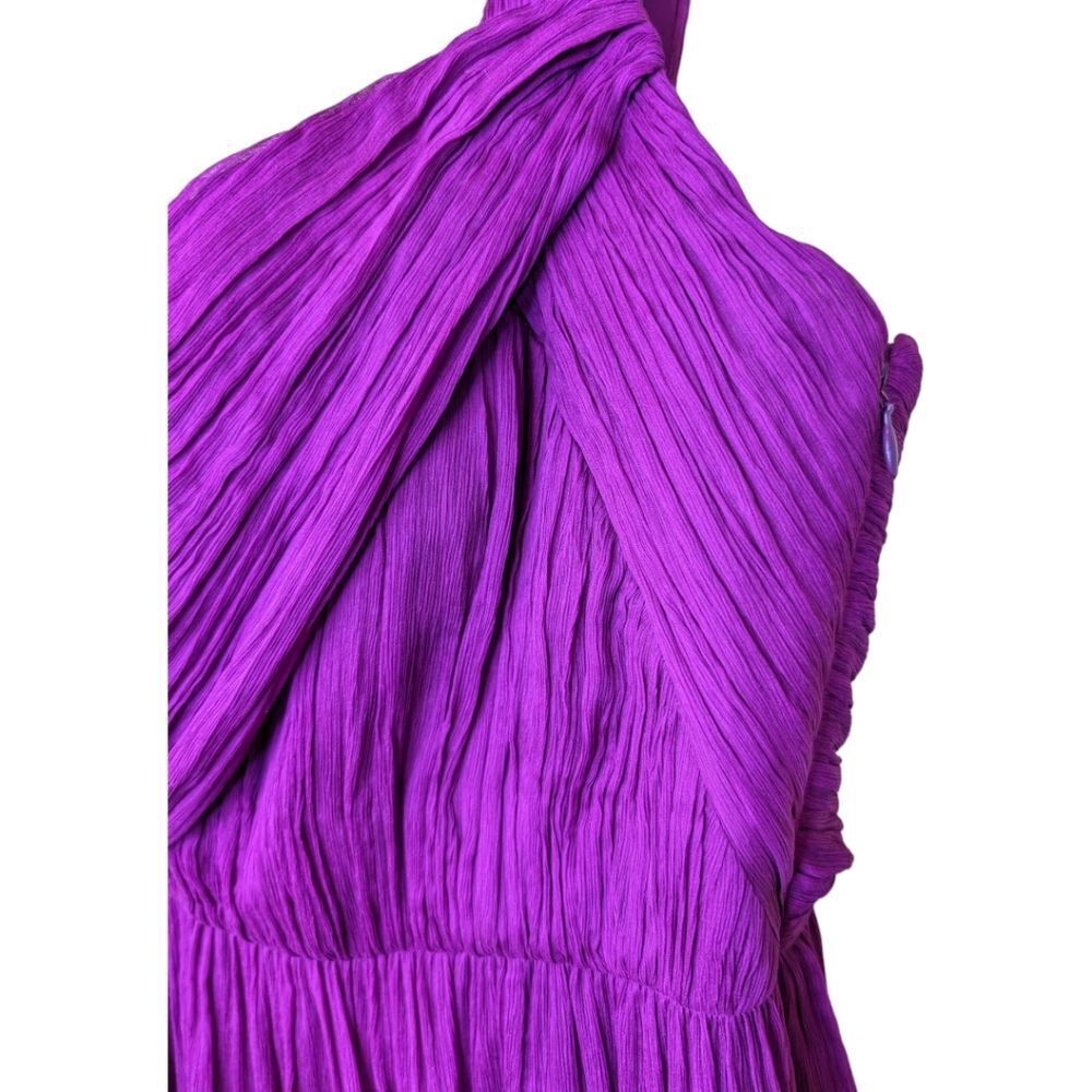 J Crew 100% silk Dress Lucienne purple raspberry Chiffon  crepe‎ one shoulder 8 - Picture 3 of 8